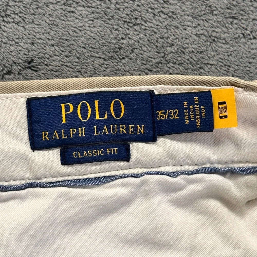 Polo Ralph Lauren Classic Fit Chino Pants Mens 35x32 Khaki Cotton Twill Trousers